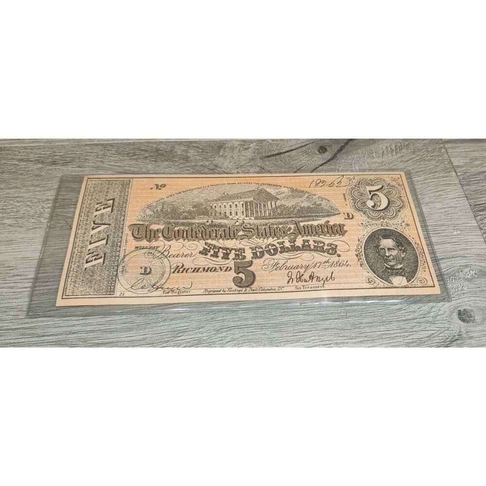 1864 Confederate States of America $5 Dollar Richmond Facsimile Bank Note